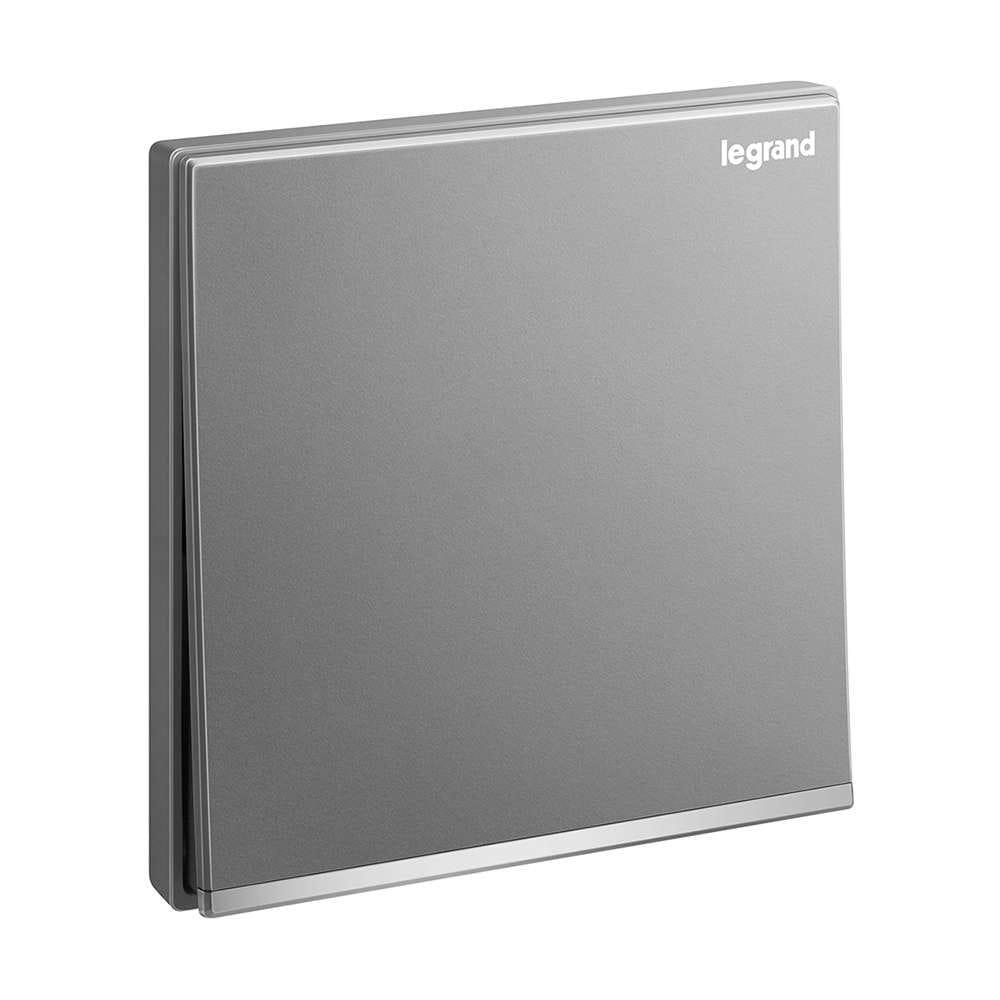 Legrand Galion Push Switch 10A, No Marking, Discreet Momentary Control, Suitable for Home & Office - Dark Silver