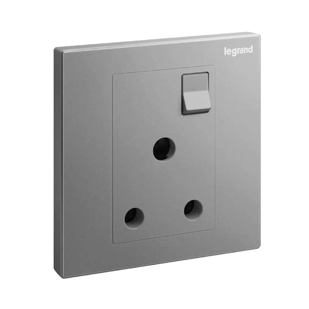 Legrand Galion 5A Switched Socket, Dedicated Low-Load Outlet, Suitable for Home & Office - Dark Silver