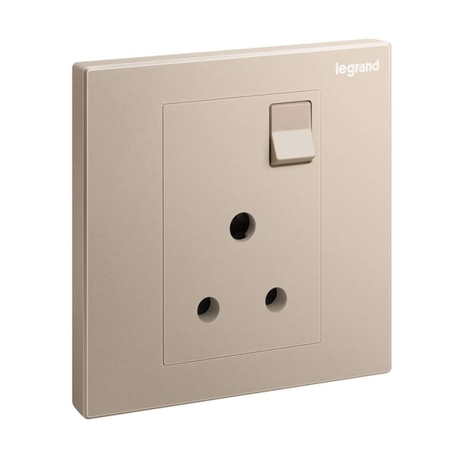 Legrand Galion 5A Switched Socket, Dedicated Low-Load Outlet, Suitable for Home & Office - Champagne