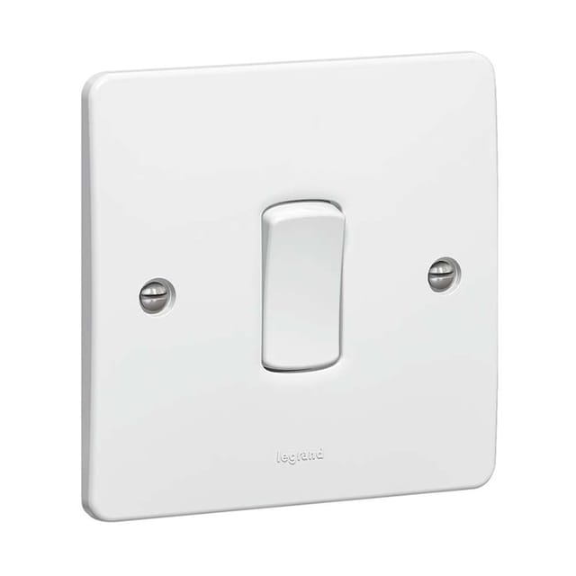 Legrand Synergy Push Switch 1Gang 2-Way 10A, Momentary Scene, Bell Trigger, Suitable for Home & Hotels - White