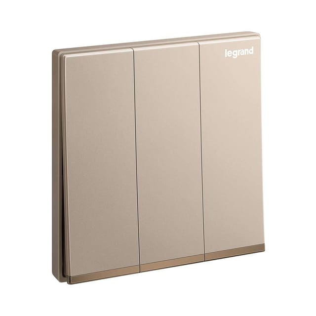 Legrand Galion 3-Gang 1-Way 16AX Switch, Triple Single-Point Control, Suitable for Home & Office - Rose Gold