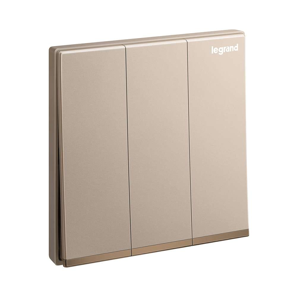 Legrand Galion 3-Gang 1-Way 16AX Switch, Triple Single-Point Control, Suitable for Home & Office - Rose Gold