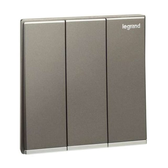 Legrand Galion 3-Gang 1-Way 16AX Switch, Triple Single-Point Control, Suitable for Home & Office - Dark Silver