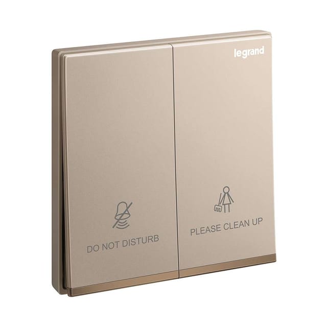 Legrand Galion 2-Gang DND/CUR Room Switch, Do-Not-Disturb / Make-Up-Room, Suitable for Hotels - Rose Gold