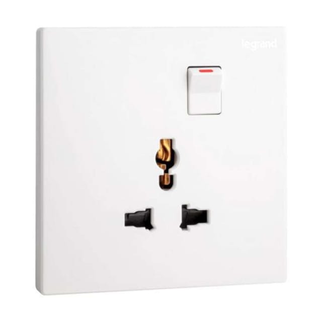Legrand Galion Universal Switched Socket, Compact Multi-Standard Outlet, Suitable for Office & Hotels - White