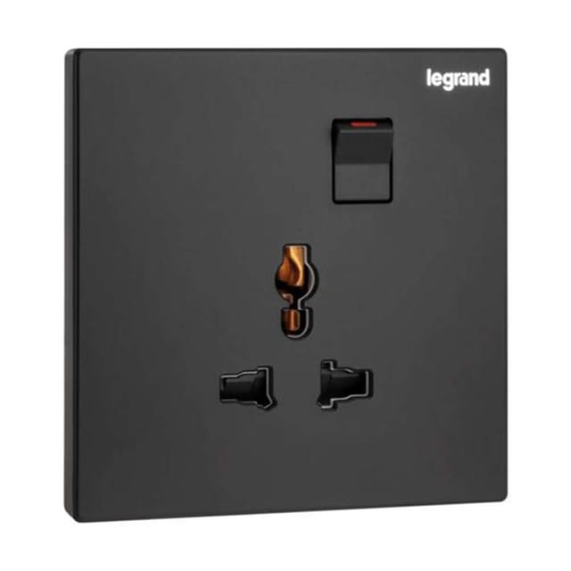 Legrand Galion Universal Switched Socket, Compact Multi-Standard Outlet, Suitable for Office & Hotels - Black