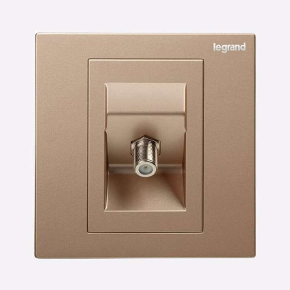 Legrand Galion TV Socket, F-Type (Satellite), 1-Gang, Direct SAT feed, Suitable for Home & Office - Rose Gold