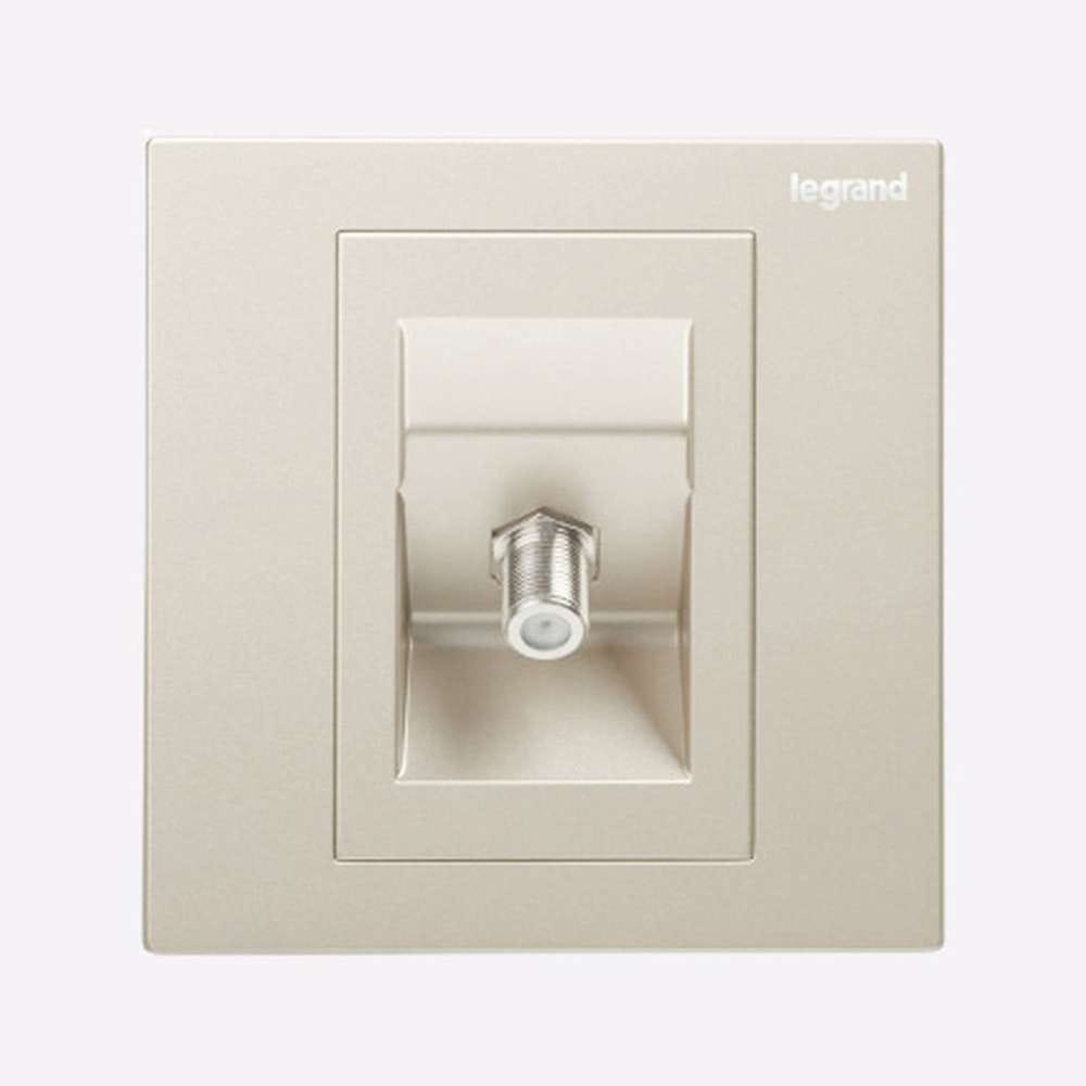 Legrand Galion TV Socket, F-Type (Satellite), 1-Gang, Direct SAT feed, Suitable for Home & Office - Champagne