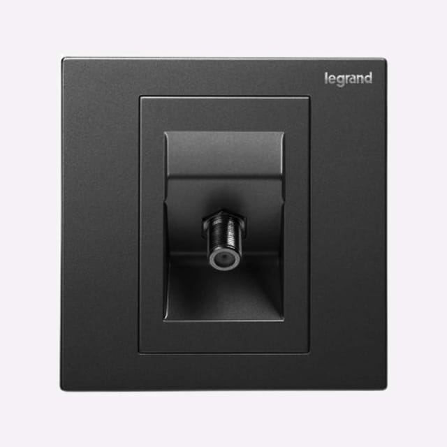 Legrand Galion TV Socket, F-Type (Satellite), 1-Gang, Direct SAT feed, Suitable for Home & Office - Black