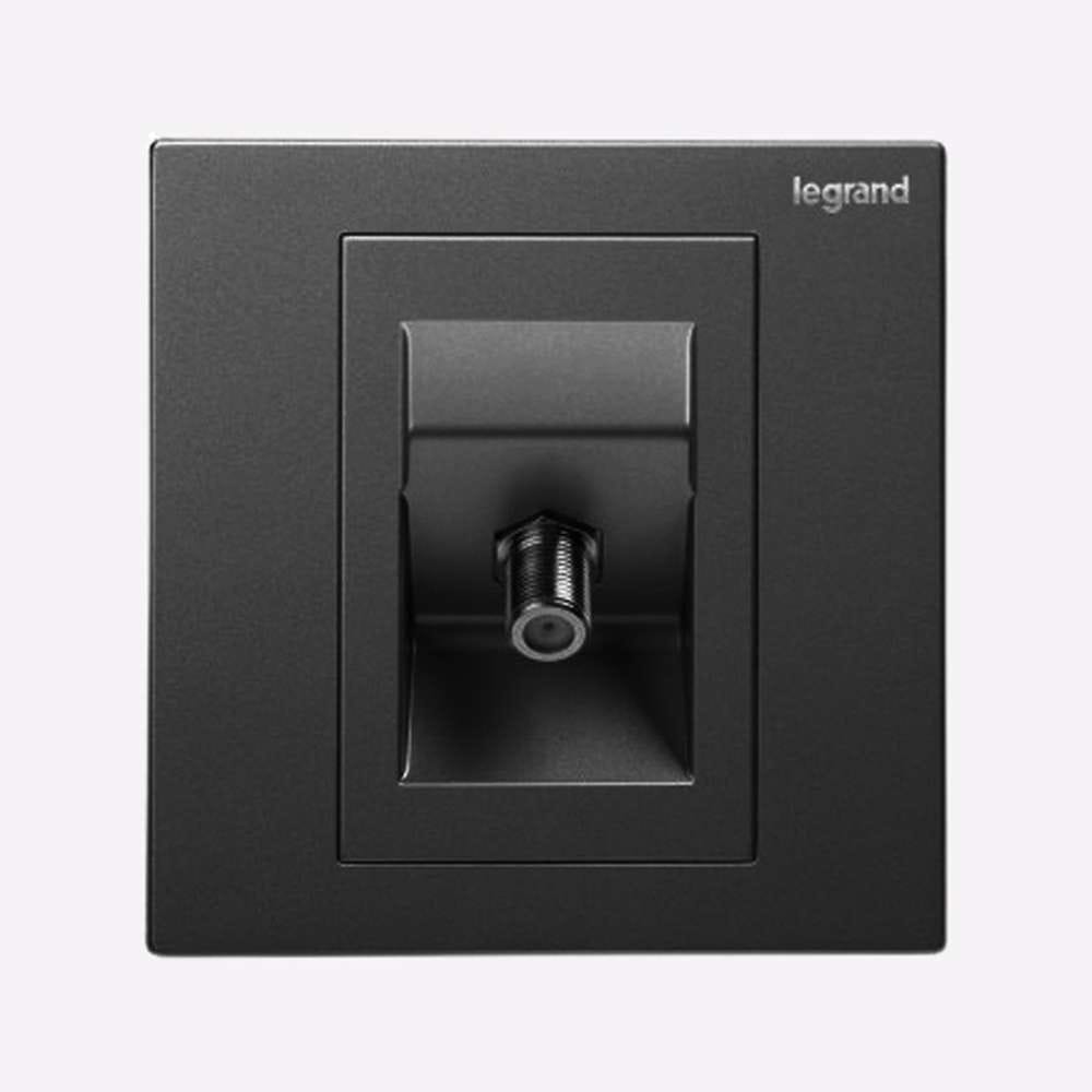 Legrand Galion TV Socket, F-Type (Satellite), 1-Gang, Direct SAT feed, Suitable for Home & Office - Black