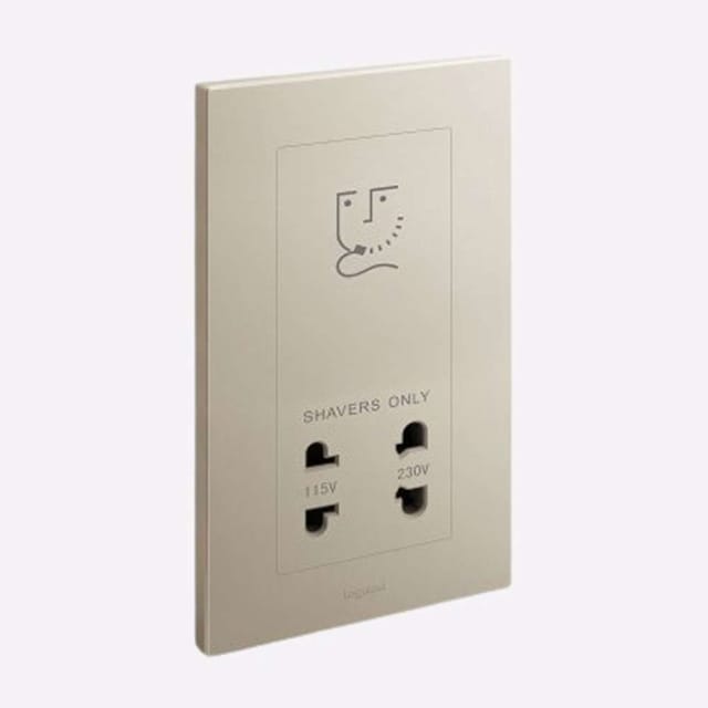 Legrand Galion Shaver Socket, 2-Gang 115/230 V, Hotel-Grade Dual Output, Suitable for Hotel - Champagne