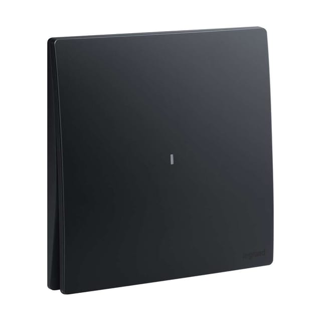 Legrand Mallia Senses 1-Gang 16AX Intermediate Illuminated Switch, Locator-ready 3-Way Control, Suitable for Home & Office - Matt Black