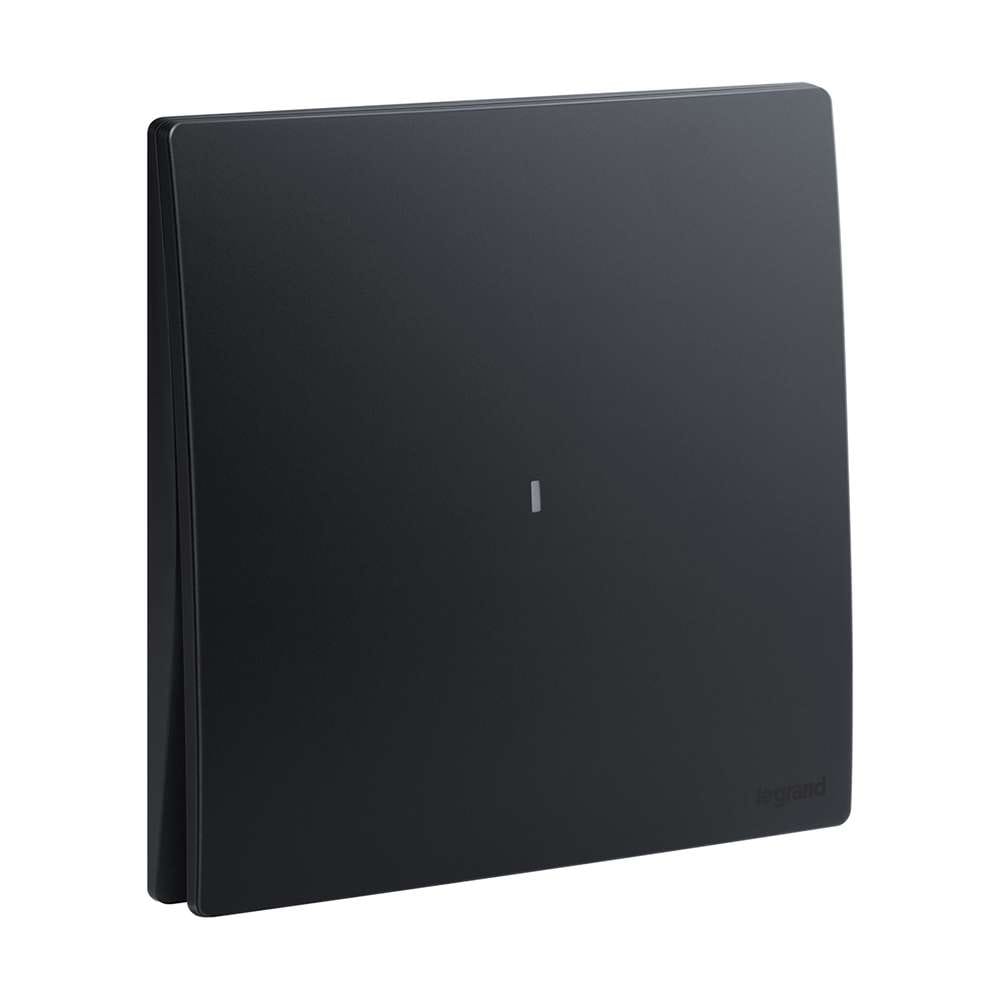 Legrand Mallia Senses 1-Gang 16AX Intermediate Illuminated Switch, Locator-ready 3-Way Control, Suitable for Home & Office - Matt Black