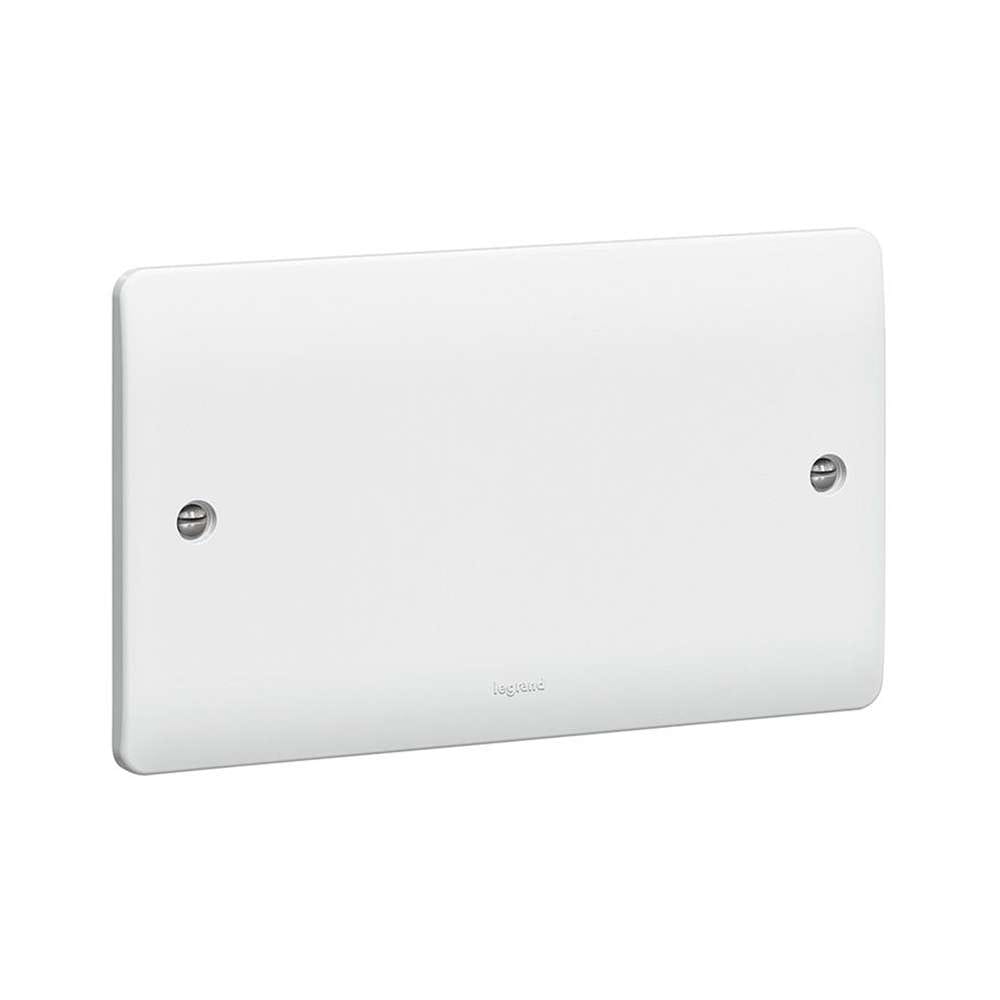 Legrand Galion Blanking Plate 2-Gang, Neutral Wide Modern Closure, Protects for Open Wire - White