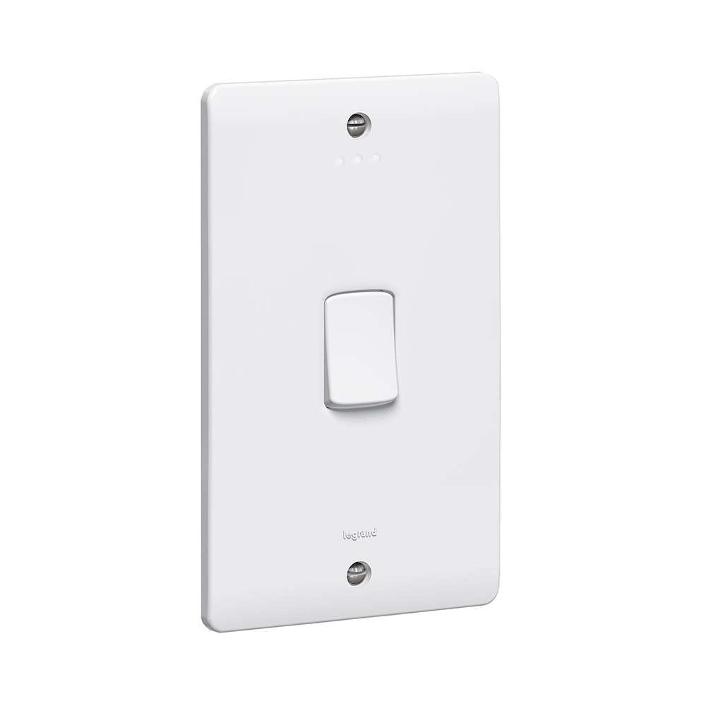Legrand Synergy 45A Double Pole Switch with LED (3x6), Large-Format Isolation, Suitable for Home - White