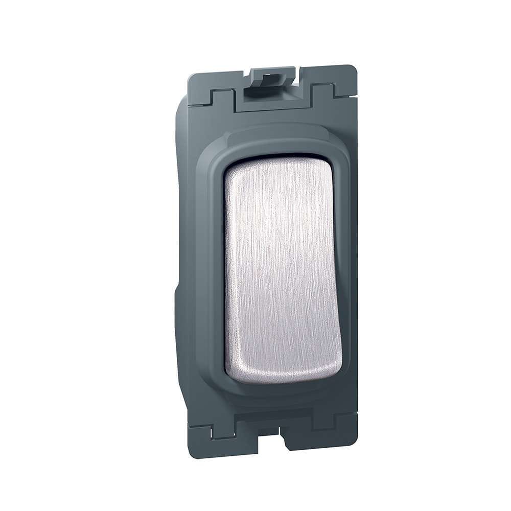 Legrand Synergy 10 AX Single Pole 1-Way Switch, Minimal Single-Point Control, Suitable for Home, Brushed Stainless Front - White