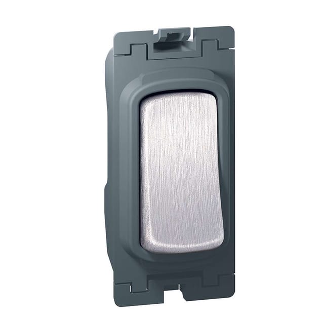 Legrand Synergy 10AX Switch Single Pole 2-Way, 1-Gang, Paired-Location Control, Suitable for Home, White - Brushed Stainless Front