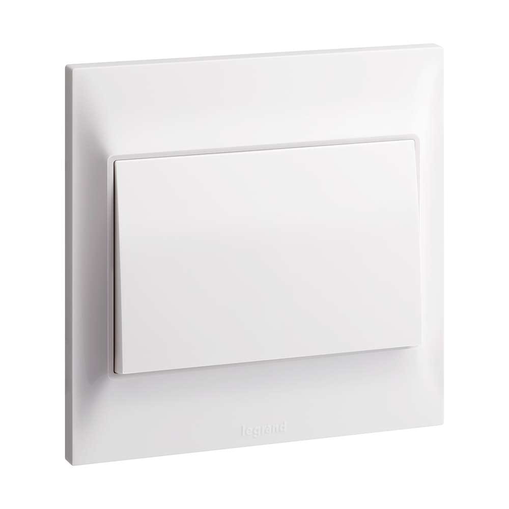 Legrand Belanko S 1-Gang 2-Way 16AX Switch, Two-Point Single-Circuit Control, Suitable for Home & Office - White