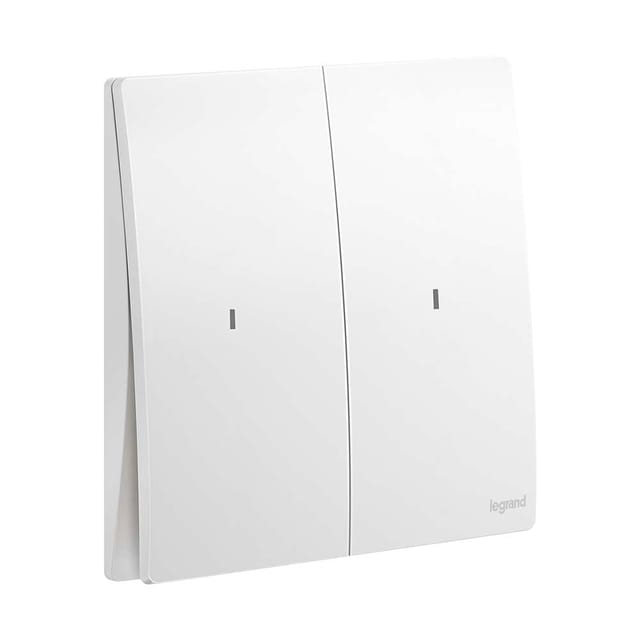 Legrand Mallia Senses 2-Gang 2-Way 16AX Illuminated Switch, Two-Point, Dual-Circuit Control, Suitable for Home & Office - White