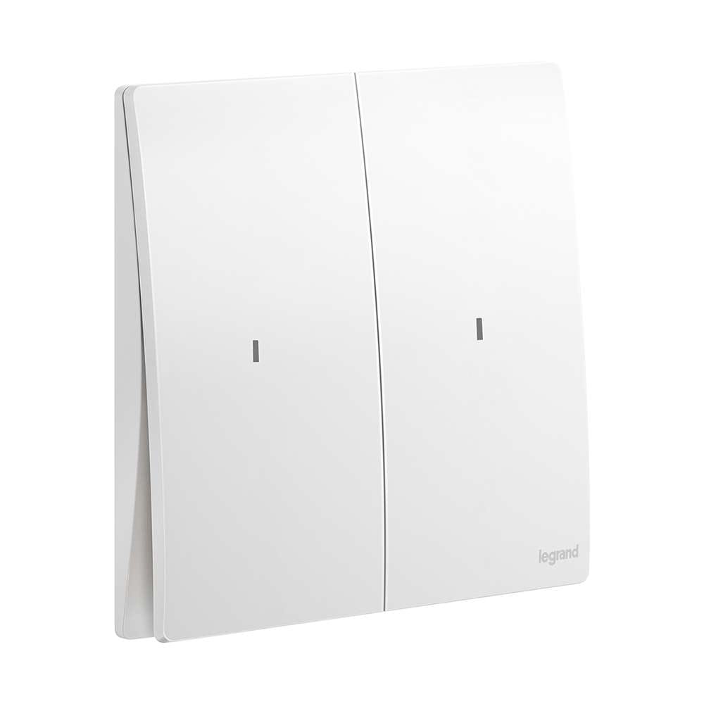 Legrand Mallia Senses 2-Gang 2-Way 16AX Illuminated Switch, Two-Point, Dual-Circuit Control, Suitable for Home & Office - White