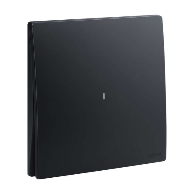 Legrand Mallia Senses 1-Gang 2-Way, 16AX Illuminated Switch, Night-Locator Single-Point Control, Suitable for Home & Office - Matt Black
