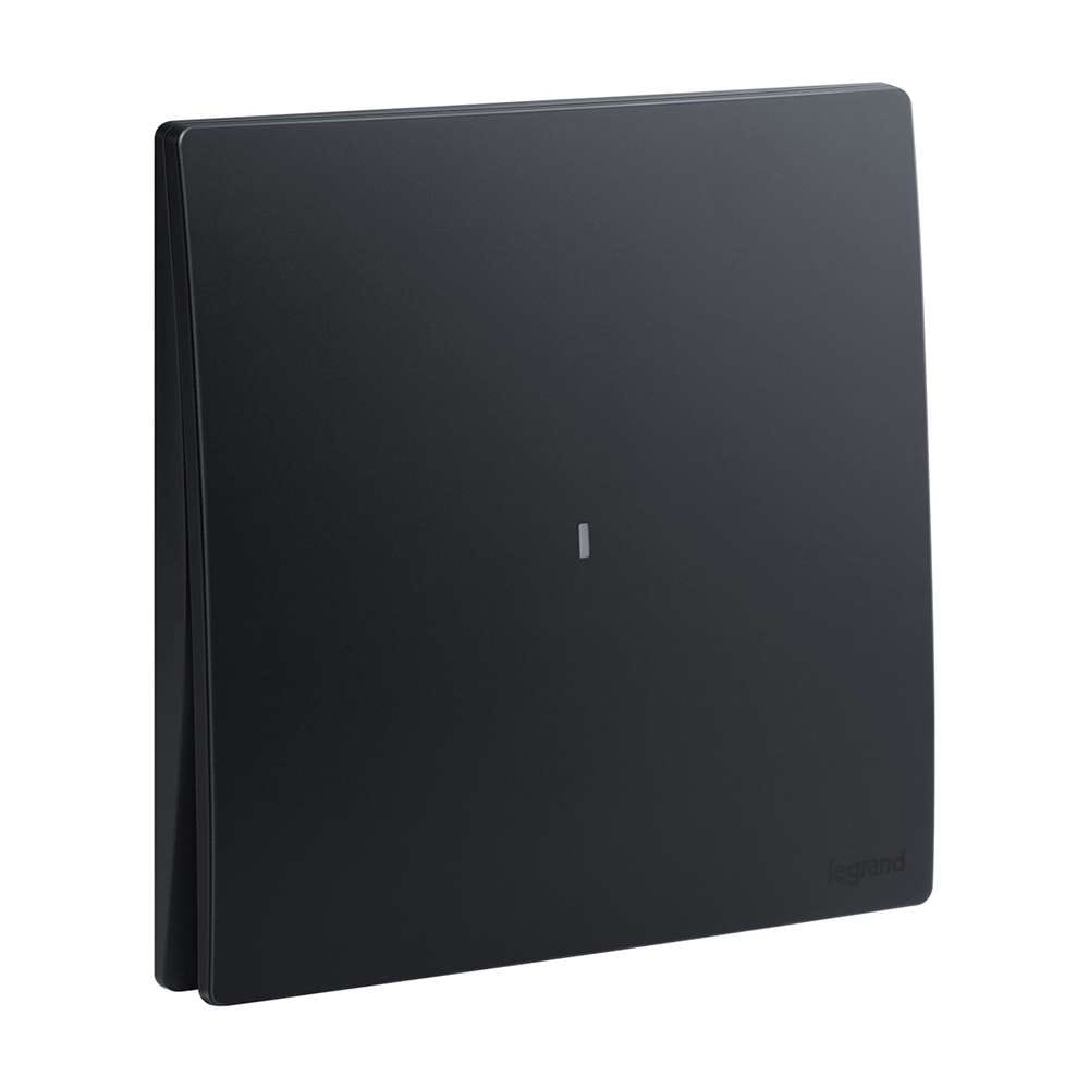 Legrand Mallia Senses 1-Gang 2-Way, 16AX Illuminated Switch, Night-Locator Single-Point Control, Suitable for Home & Office - Matt Black