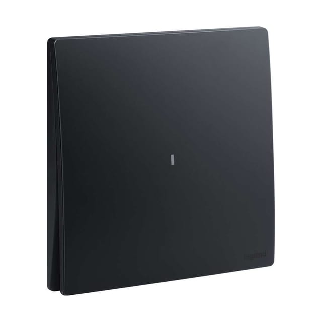Legrand Mallia Senses 1-Gang 1-Way, 16AX Illuminated Switch, Night-Locator Single-Point Control, Suitable for Home & Office - Matt Black