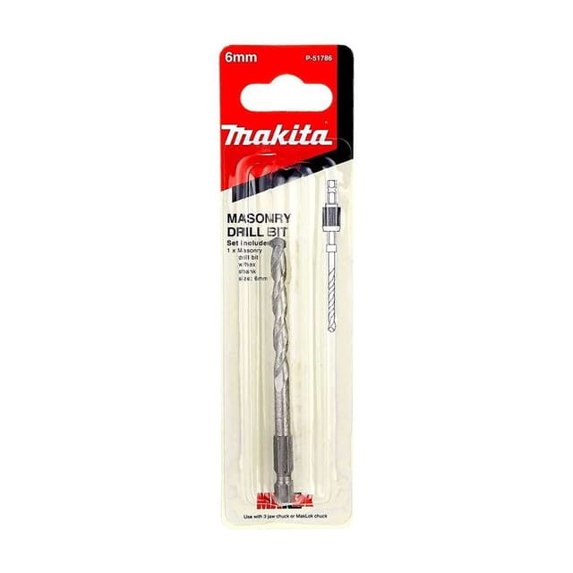 Makita P-51786 6mm 1/4" Hex Shank Masonry Drill Bit