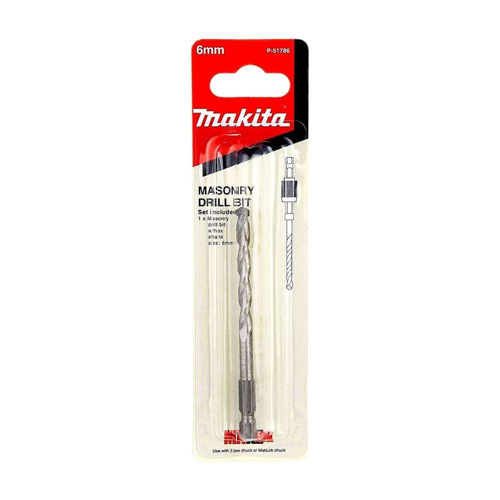 Makita P-51786 6mm 1/4" Hex Shank Masonry Drill Bit