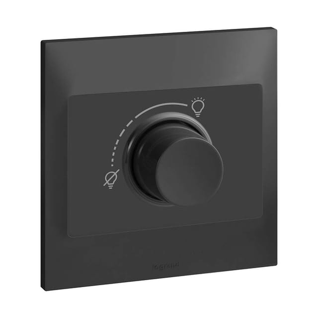 Legrand Belanko S 500W Rotary Dimmer, 1-Gang, Push-On/Off with Smooth Dimming, Suitable for Bedrooms - Anthracite