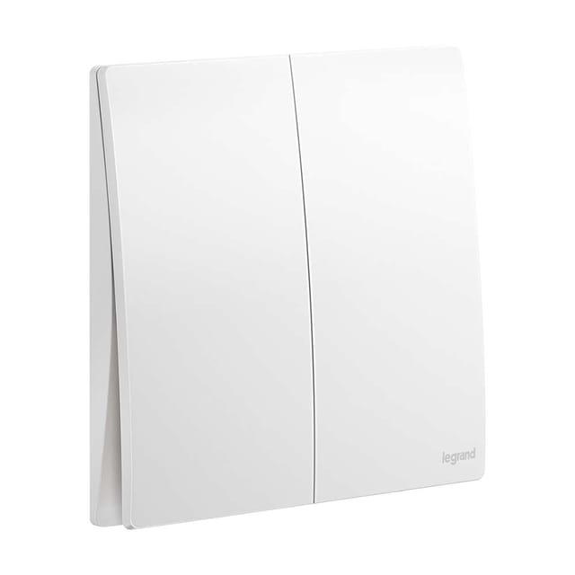 Legrand Mallia Senses 2-Gang 2-Way 16AX Switch, Two-Point, Dual-Circuit Control, Suitable for Home & Office - White