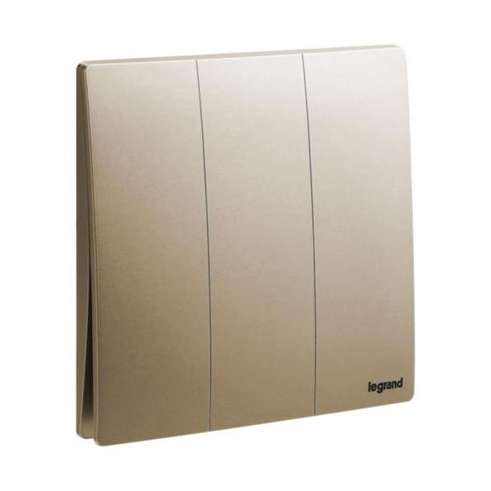 Legrand Mallia Senses 3-Gang 2-Way 16AX Switch,Two-Point, Triple-Circuit Control, Suitable for Home & Office - Dark Bronze