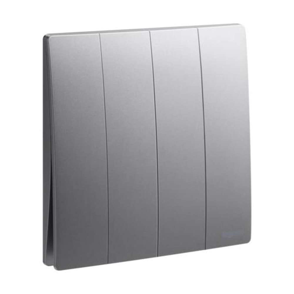 Legrand Mallia Senses 4-Gang 1-Way 16AX Switch, Quad Single-Point Control, Suitable for Modern Interior - Dark Silver