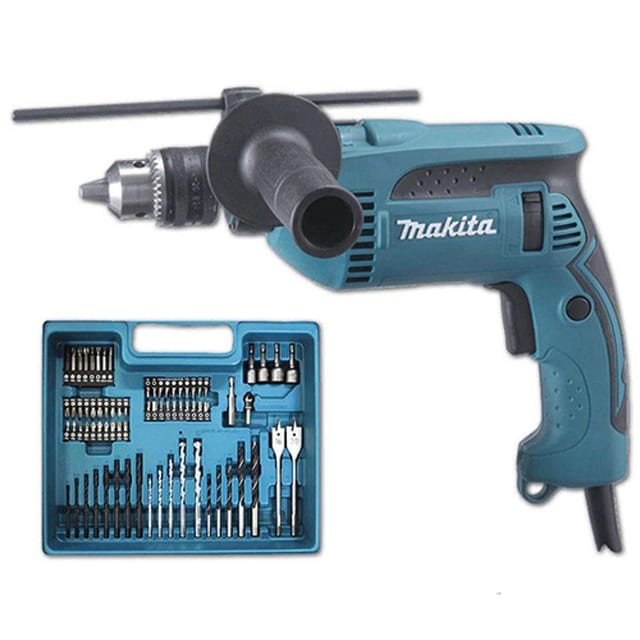 Makita HP1640KX3 Percussion Impact Drill 16mm 680W - 74 Pcs/Set